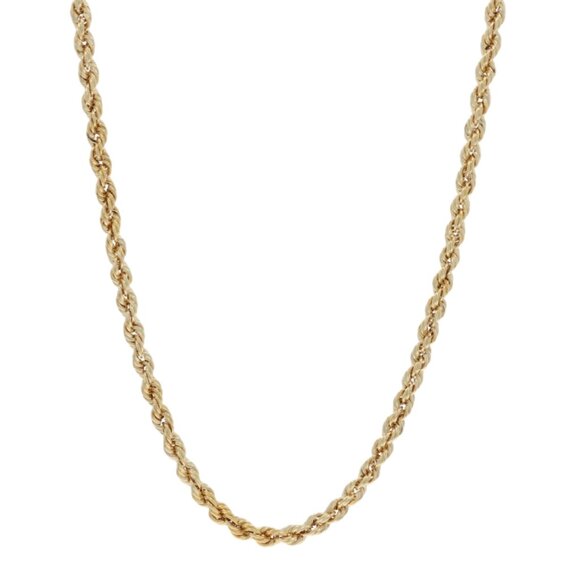 Yellow Gold Diamond Rope Chain Necklace 30" - 18k Round Brilliant .10ctw - Picture 1 of 6